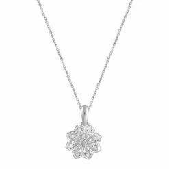 Best reviews of 🤩 Unbranded Sterling Silver 1/6 Carat T.W. Diamond Floral Cluster Necklace 🔔