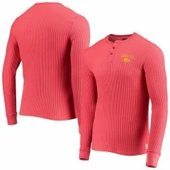 Best Sale 🎁 Unbranded Men's Junk Food Red Kansas City Chiefs Thermal Henley Long Sleeve T-Shirt ⌛
