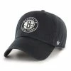 Best Sale 😀 Unbranded Men's '47 Black Brooklyn Nets Alternate Logo Team Clean Up Adjustable Hat 😉