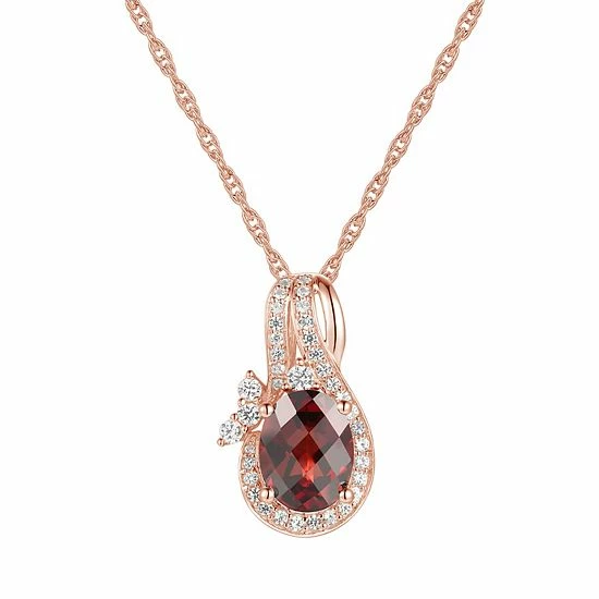 Best deal 😀 Unbranded 14k Rose Gold Over Silver Garnet & Lab-Created White Sapphire 💯