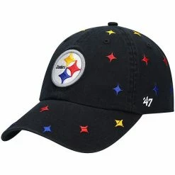 Promo 👏 Unbranded 👩 Women's '47 Black Pittsburgh Steelers Multi Confetti Clean Up Adjustable Hat 🌟
