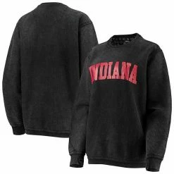 Best deal 😀 Unbranded 👩 Women's Pressbox Black Indiana Hoosiers Comfy Cord Vintage Wash Basic Arch Pullover Sweatshirt 🔔