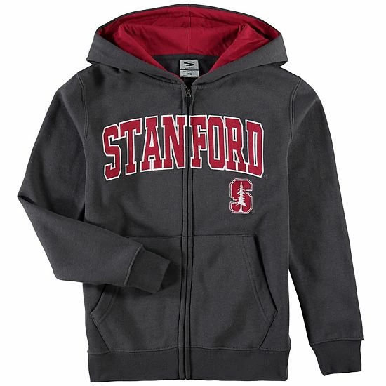 Hot Sale ๐ฅ Unbranded Youth Charcoal Stanford Cardinal Applique Arch & Logo Full-Zip Hoodie โญ - Image 2