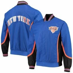 Promo ✨ Unbranded Men's New York Knicks Blue Mitchell & Ness Hardwood Classics 75th Anniversary Authentic Warmup Full-Snap Jacket 🎉