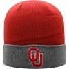 Outlet ❤️ Unbranded Men's Top Of The World Crimson/Charcoal Oklahoma Sooners Core 2-Tone Cuffed Knit Hat 🔔
