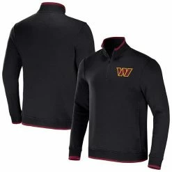 New 🔥 Unbranded Men's NFL X Darius Rucker Collection By Fanatics Black Washington Commanders Logo Quarter-Zip Top 😀
