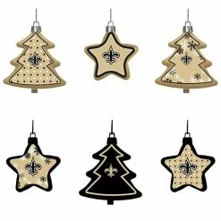 Brand new ❤️ Unbranded New Orleans Saints Six-Pack Shatterproof Tree And Star Ornament Set 😀