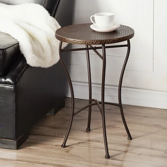 Flash Sale 🤩 Unbranded Round 🔨 Hammered End Table 👍 - Image 2