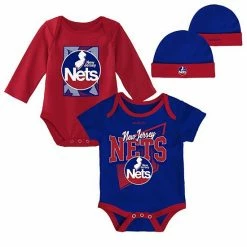 Best reviews of ⭐ Unbranded Newborn & Infant Mitchell & Ness Blue/Red New Jersey Nets 3-Piece Hardwood Classics Bodysuits & Cuffed Knit Hat Set 💯