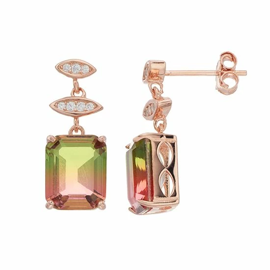 Deals 💯 Unbranded 18k Gold Over Silver Watermelon Cubic Zirconia Drop Earrings 😀