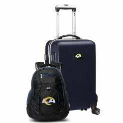 Outlet 👏 Unbranded Los Angeles Rams Deluxe Hardside Spinner Carry-On & 🎒 Backpack Set Lar Navy 🎉