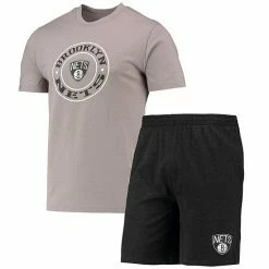 Buy 😍 Unbranded Men's Concepts Sport Black/Gray Brooklyn Nets T-Shirt & Shorts Sleep Set ⭐