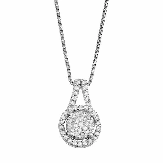 Outlet ✨ Unbranded Sterling Silver 1/5 Carat T.W. Diamond Cluster Pendant Necklace ❤️