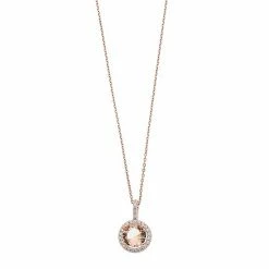 Best reviews of 😀 Unbranded 14k Rose Gold Over Silver Simulated Morganite Halo Pendant Necklace 🤩