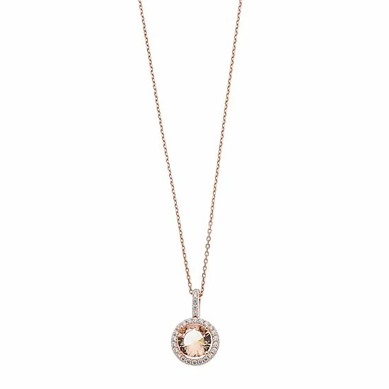 Best reviews of ๐ Unbranded 14k Rose Gold Over Silver Simulated Morganite Halo Pendant Necklace ๐คฉ