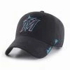 Flash Sale 😀 Unbranded 👩 Women's '47 Black Miami Marlins Team Miata Clean Up Adjustable Hat ⭐