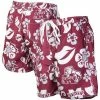 Deals ✔️ Unbranded Men's Wes & Willy Maroon Mississippi State Bulldogs Floral Volley Logo Swim Trunks ✔️