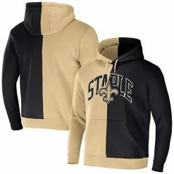 Best Pirce 🧨 Unbranded Men's NFL X Staple Gold New Orleans Saints Split Logo Pullover Hoodie 😀