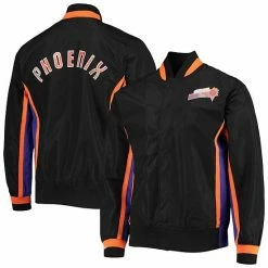 Discount 🌟 Unbranded Men's Phoenix Suns Black Mitchell & Ness Hardwood Classics 75th Anniversary Authentic Warmup Full-Snap Jacket 🤩