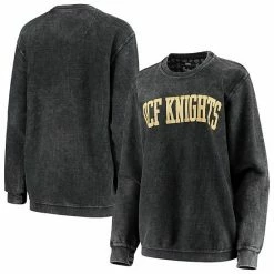 Outlet 🎁 Unbranded 👩 Women's Pressbox Black UCF Knights Comfy Cord Vintage Wash Basic Arch Pullover Sweatshirt 🧨