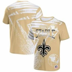 New 🌟 Unbranded Men's NFL X Staple Gold New Orleans Saints All Over Print T-Shirt 🛒