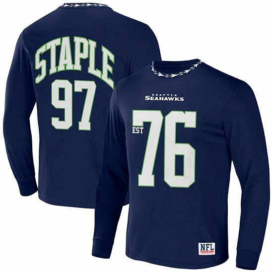 Best deal ✔️ Unbranded Men's NFL X Staple Navy Seattle Seahawks Core Team Long Sleeve T-Shirt ⭐ - Image 2