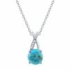 Buy 🎁 Unbranded Sterling Silver Turquoise & Cubic Zirconia Bale Pendant Necklace ❤️