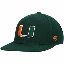 Best Sale 🎉 Unbranded Men's Top Of The World Green Miami Hurricanes Team Color Fitted Hat 🤩