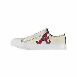 Discount 🎉 Unbranded 👩 Women's FOCO Cream Atlanta Braves Low Top Canvas 👟 Shoes 🎁