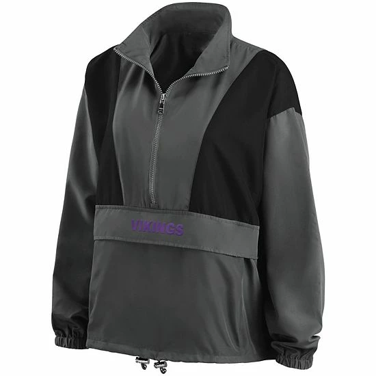 Deals ๐ Unbranded ๐ฉ Women's WEAR By Erin Andrews Charcoal Minnesota Vikings Popover Packable Half-Zip Jacket ๐ - Image 3