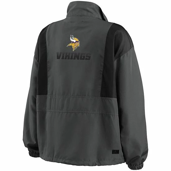 Deals ๐ Unbranded ๐ฉ Women's WEAR By Erin Andrews Charcoal Minnesota Vikings Popover Packable Half-Zip Jacket ๐ - Image 4