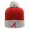 Best Sale 😉 Unbranded Men's Top Of The World Crimson/Gray Alabama Crimson Tide Core 2-Tone Cuffed Knit Hat With Pom 💯