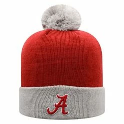 Best Sale 😉 Unbranded Men's Top Of The World Crimson/Gray Alabama Crimson Tide Core 2-Tone Cuffed Knit Hat With Pom 💯