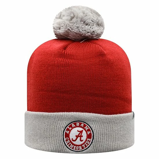 Best Sale 😉 Unbranded Men's Top Of The World Crimson/Gray Alabama Crimson Tide Core 2-Tone Cuffed Knit Hat With Pom 💯 - Image 3