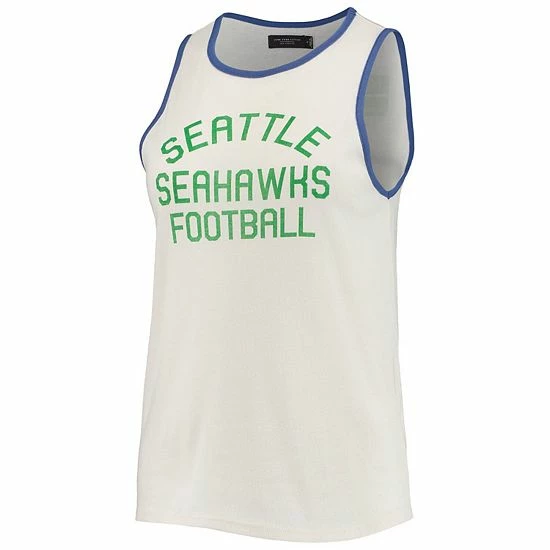 Wholesale 🔔 Unbranded 👩 Women's Junk Food White/Royal Seattle Seahawks Throwback Pop Binding Scoop Neck Tank Top ⌛ - Image 3