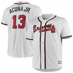 Best Sale 🌟 Unbranded Men's Ronald Acuna Jr. White Atlanta Braves Big & Tall Replica Player Jersey ⭐