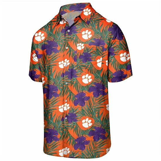 Best deal 🛒 Unbranded Men's Orange Clemson Tigers Floral Button-Up 👕 Shirt 🥰