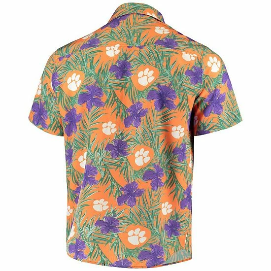 Best deal 🛒 Unbranded Men's Orange Clemson Tigers Floral Button-Up 👕 Shirt 🥰 - Image 2
