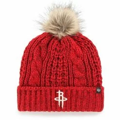 New 😉 Unbranded 👩 Women's '47 Red Houston Rockets Meeko Cuffed Knit Hat With Pom 🥰