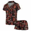 Hot Sale 😍 Unbranded 👩 Women's Concepts Sport Black San Francisco Giants Zest Allover Print Button-Up 👚 Shirt & Shorts Sleep Set 🤩