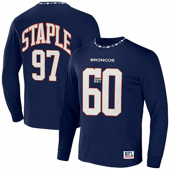 Outlet ๐ Unbranded Men's NFL X Staple Navy Denver Broncos Core Team Long Sleeve T-Shirt ๐