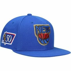 Top 10 ✔️ Unbranded Men's Mitchell & Ness Blue New Jersey Nets 50th Anniversary Snapback Hat 🔥