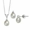 Cheapest 😀 Unbranded Freshwater Cultured Pearl & Cubic Zirconia Sterling Silver Pendant Necklace & Drop Earring Set 😉