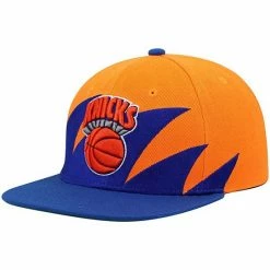 Best Pirce ⭐ Unbranded Men's Mitchell & Ness Orange/Blue New York Knicks Hardwood Classics Sharktooth Snapback Hat 👏