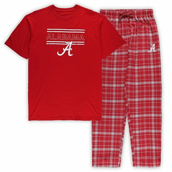 Promo 🎉 Unbranded Men's Concepts Sport Crimson Alabama Crimson Tide Big & Tall Plaid Pants Sleep Set 🔔