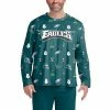 Wholesale 🤩 Unbranded Men's FOCO Midnight Green Philadelphia Eagles Ugly Sweater Long Sleeve T-Shirt ⌛