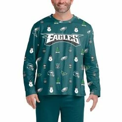 Wholesale 🤩 Unbranded Men's FOCO Midnight Green Philadelphia Eagles Ugly Sweater Long Sleeve T-Shirt ⌛