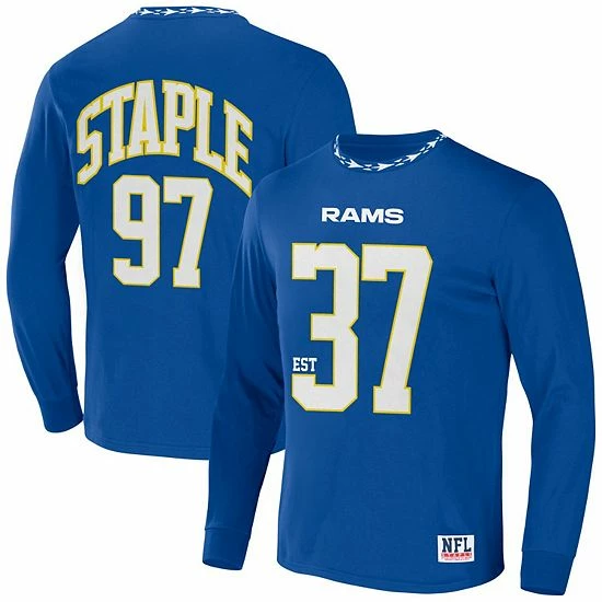 Hot Sale ✨ Unbranded Men's NFL X Staple Royal Los Angeles Rams Core Team Long Sleeve T-Shirt 😍