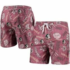 Buy 🧨 Unbranded Men's Wes & Willy Garnet Florida State Seminoles Vintage Floral Swim Trunks 🔔