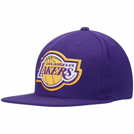 Discount ⌛ Unbranded Men's Mitchell & Ness Purple Los Angeles Lakers Hardwood Classics Pop Snapback Hat ✨ - Image 2